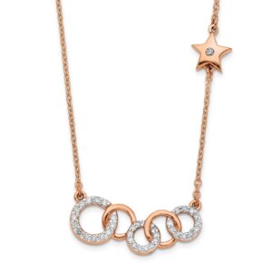 14k Rose Gold 1/6 carat Diamond Circles with Star Necklace